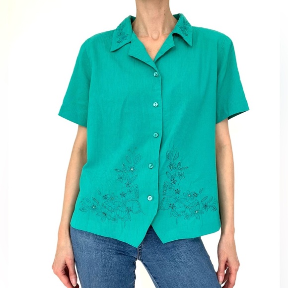 ALFRED DUNNER Vintage Embellished Button Up Shirt - Picture 1 of 6